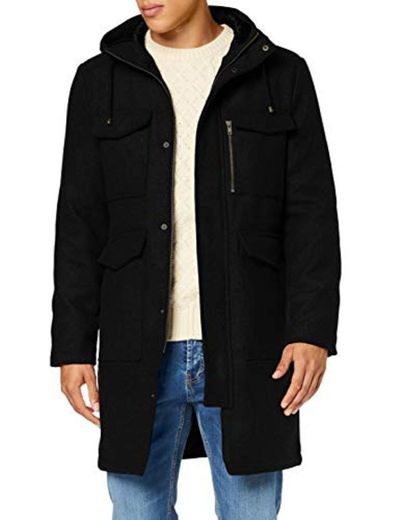 Marca Amazon - find. Chaqueta Utilitaria Hombre, Negro