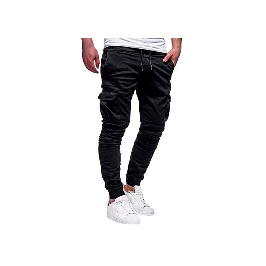 Moda STRIR Pantalones de Hombre Casuales Deporte Joggers Pants Algodón Slim Fit Jeans Cargo Trouser