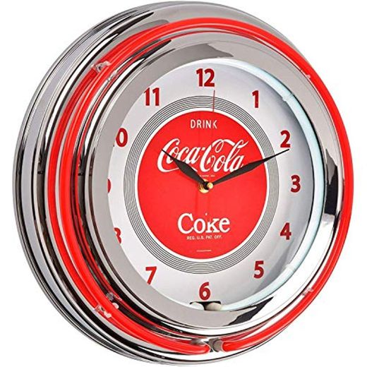 Reloj redondo luminoso doble neón Coca