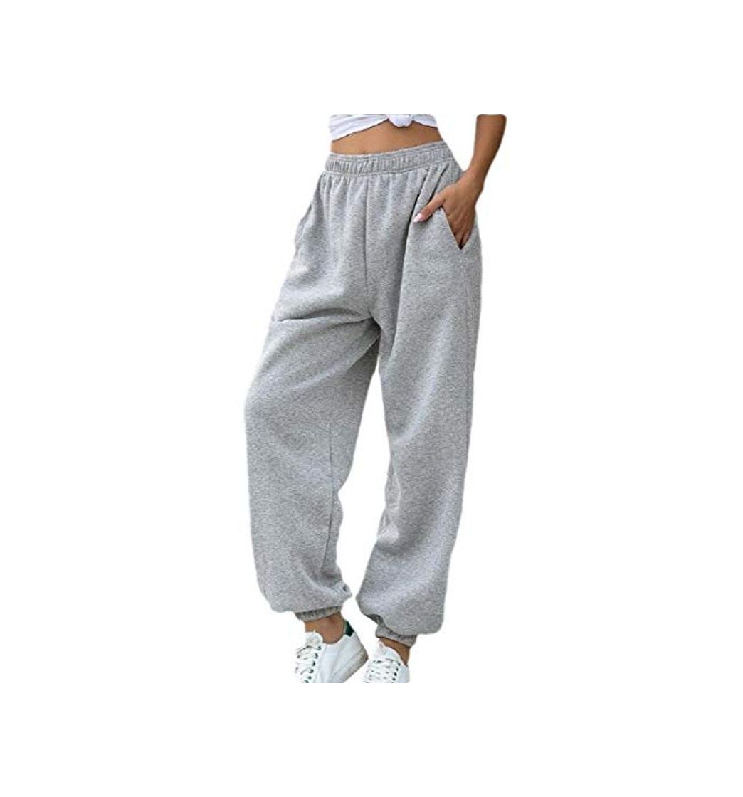 Producto GenericC Women's Fashion Solid Pants Elastic Waist Jogger Sweatpants with Pocket Gery XS