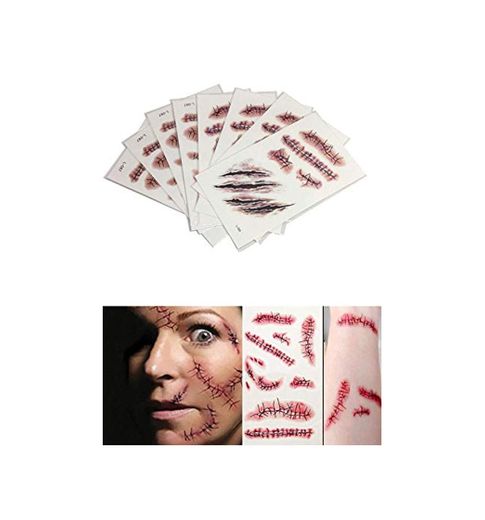 siphly Halloween Temporal Zombie Scars Tatuajes Pegatinas para Mujeres Hombres Tatuaje Falso