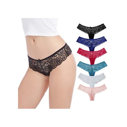 HOKEMP Braguita de Encaje Floral Mujer Pack de 6