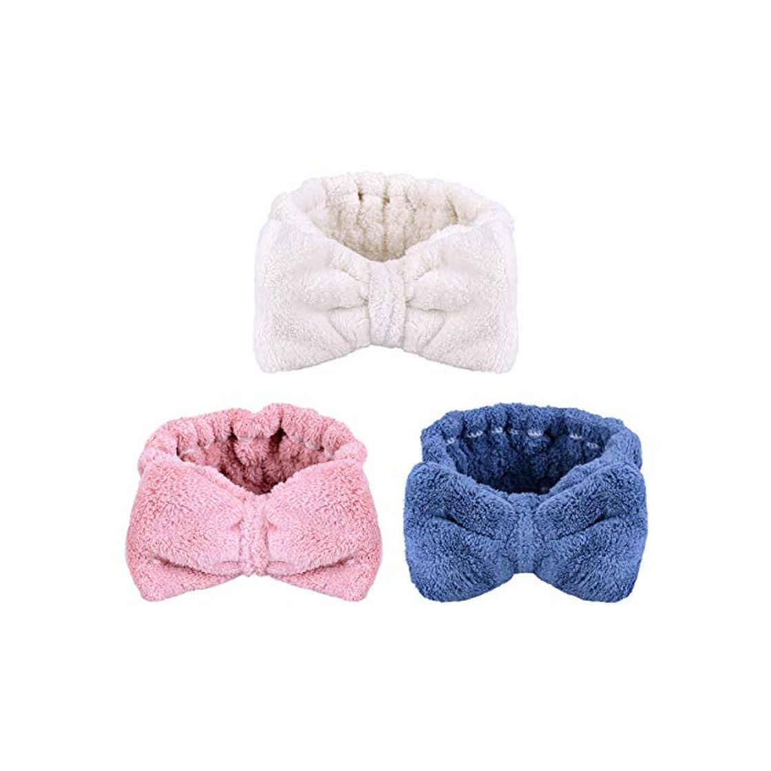 Moda TankerStreet 3 piezas Diadema de Maquillaje Elástica Bowknot Pelo Banda Lana de