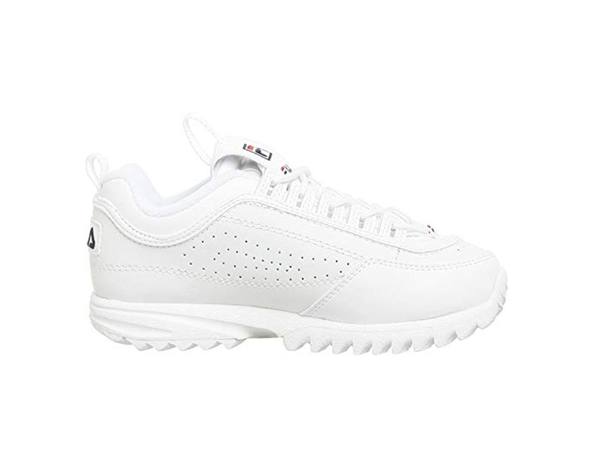 Fashion Fila Disruptor II FW02945-111 Leather Youth Trainers - White Peacoat Red -