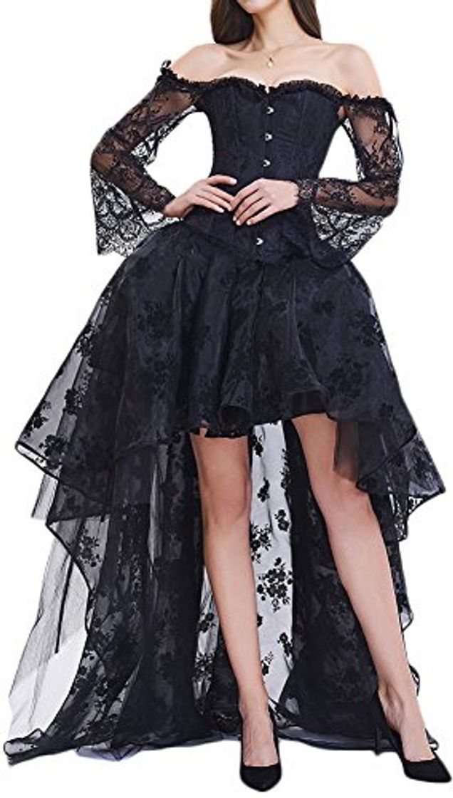 Social EMILYLE Mujeres Deshuesado Corsé Gótico Halloween Vestido Clubwear Fiesta Traje