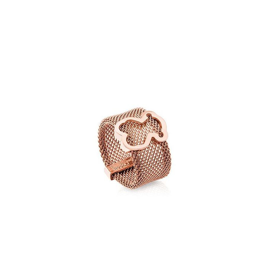 Social Anillo TOUS Mesh de acero IP rosado con motifo de plata vermeil