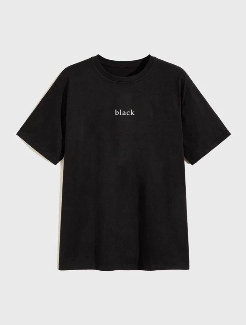 Fashion Camiseta de hombres gráfica con letra BLACK