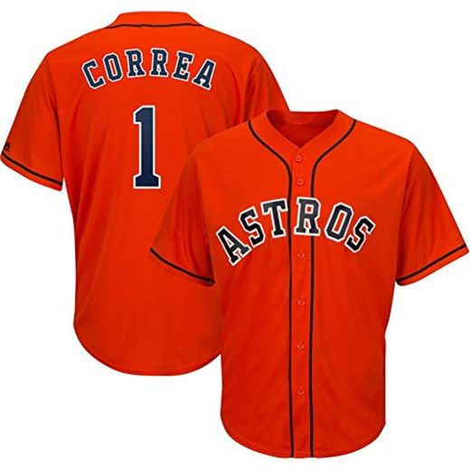 # 1 Correa Astros Jerseys de béisbol para Hombres Botones Tops Uniformes