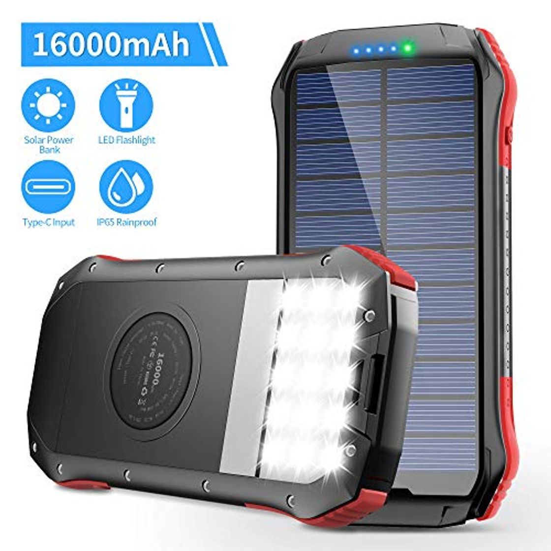 Productos ORITO Cargador Solar Portátil Power Bank Solar 16000mAh