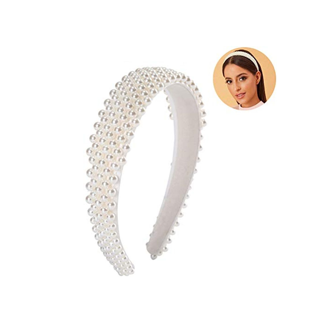 Productos Makasy Diadema Delgada de Perlas Adorno de Diadema Diademas de Perlas Diadema de Boda Elegante Perlas de imitación Diadema Blanca para Damas Diadema Mujer Cabello Joyas