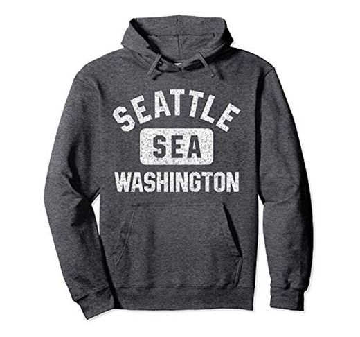 Gift Pullover Hoodie Seattle Sea Gym Style Distressed White Print
