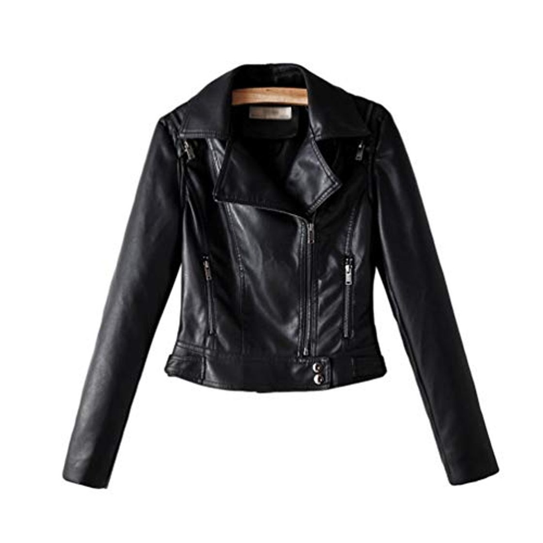 Kaiyei Mujer Cuero Casacas Casual Estilo Slim Fit Primavera Otoño Biker Cazadora Mujer Polipiel Chamarra Cremallera Corto Abrigo Biker Chaquetas Cortas De Piel Dama Cuero Sintetico Blazer Negro L