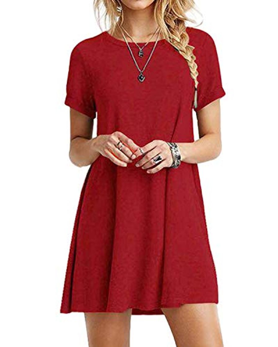 Moda Yoins - Mini vestido de manga corta para mujer