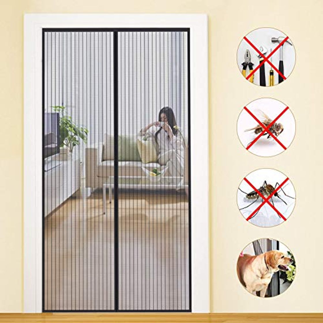 Product MYCARBON Mosquitera Puerta Magnetica Corredera Cortina Mosquitera Magnética para Puertas Cortina de