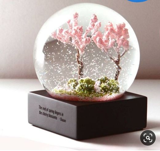 Four Season Crystal Ball Glass Water Snow Globe Spring Pink