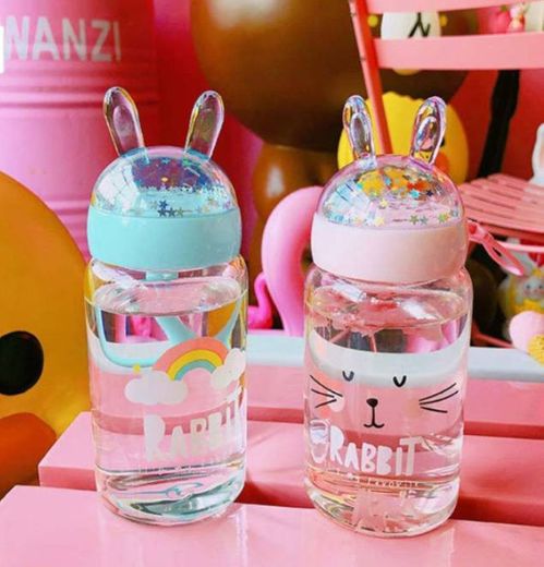 Bunny Ears Glass Water Bottle