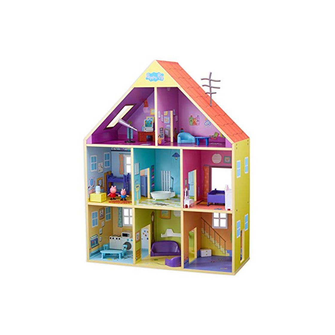 Social Peppa Pig- Casa Gigante De Madera, Multicolor