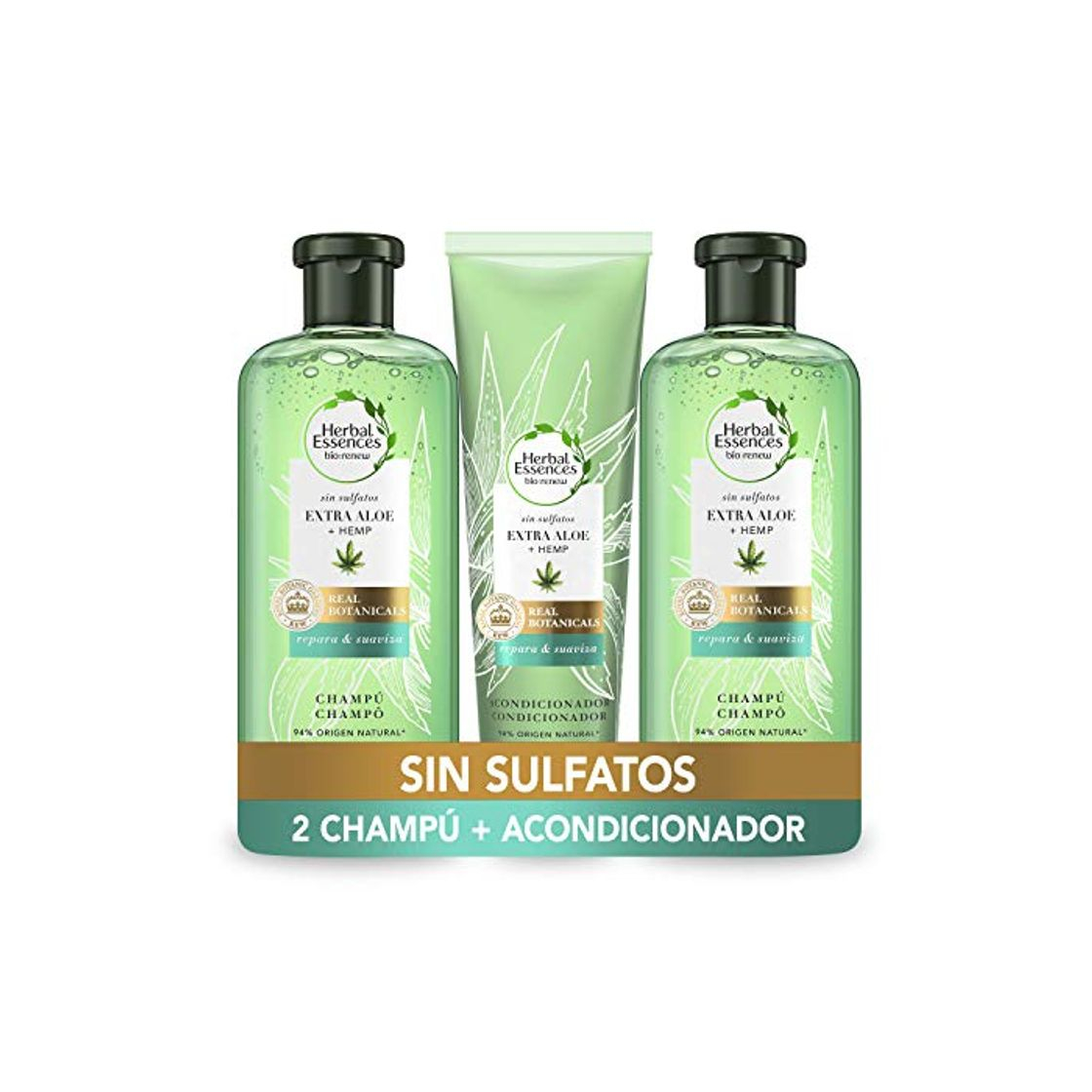Social Herbal Essences Bio:renew, sin Sulfatos, con Aloe Intenso y Hemp, Champú 2