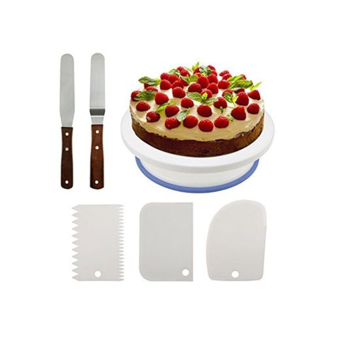 Social Philonext 10.8 '' Plato Giratorio para Tartas, 3Pcs Peines de repostería para
