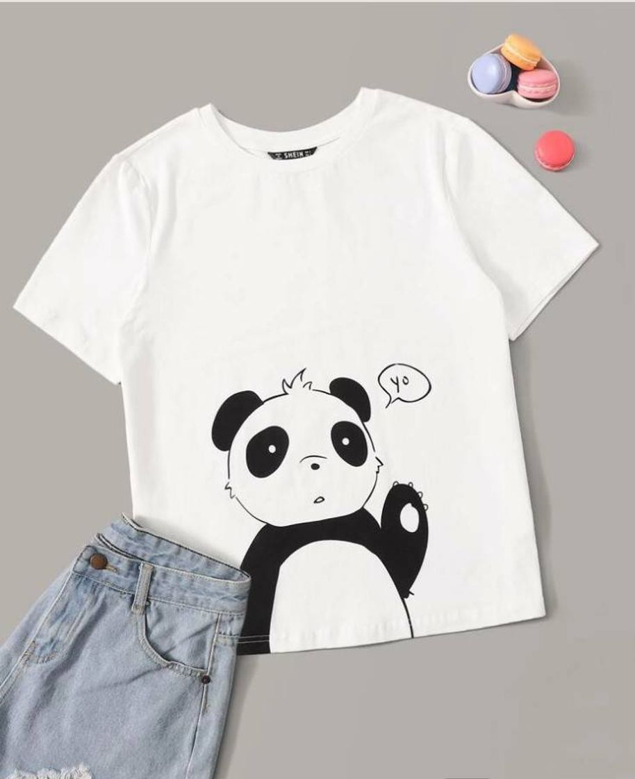 Moda Camiseta de manga corta con estampado de dibujos 