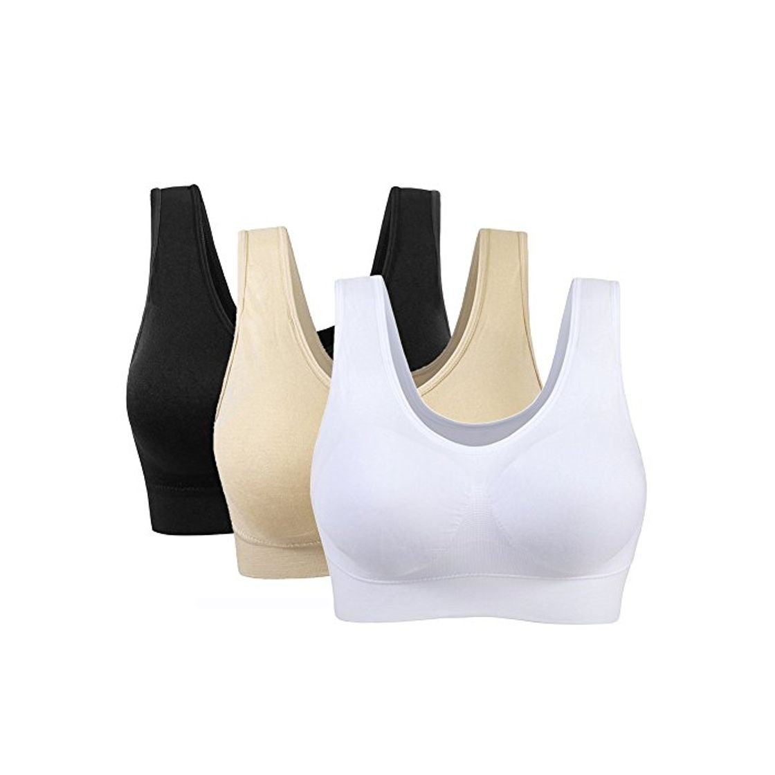 Moda 3 Piezas Sujetador Deportivo para Mujeres Sin Costuras Yoga Racerback Top con