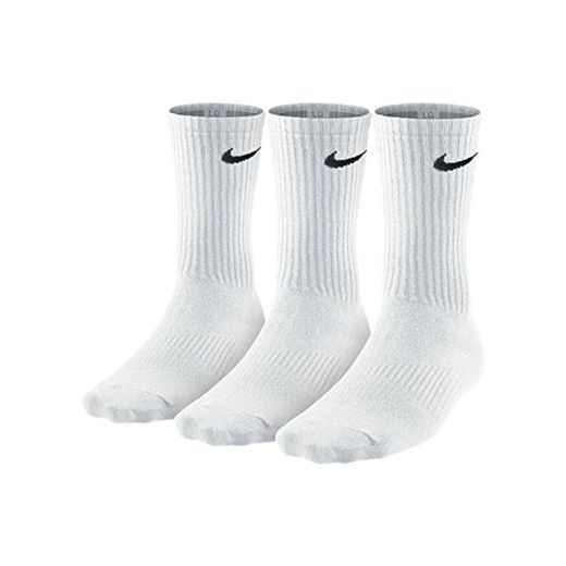 Nike Lightweight Crew, Pack de 3 Calcetines Unisex para Adulto, Blanco, 38–42