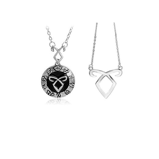 PPX 2 piezas The Mortal Instruments Set de collar de símbolos de runas de poder angelical inspirado en la Ciudad de los Huesos