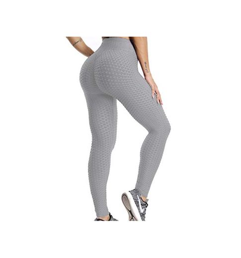FITTOO Mallas Pantalones Deportivos Leggings Mujer Yoga Alta Cintura Gran Elásticos Fitness  Gris S