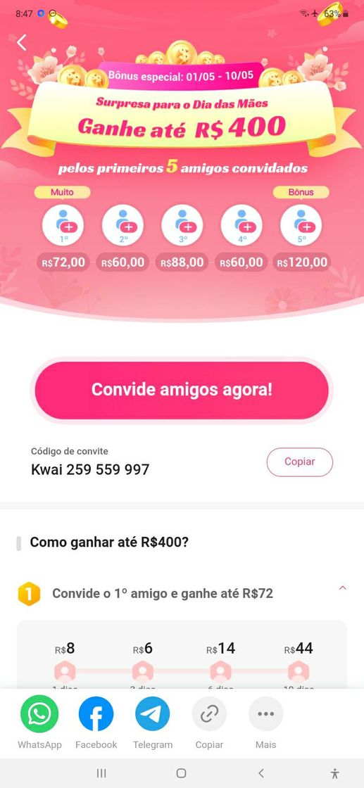 Moda Ganhe até 400 reais 