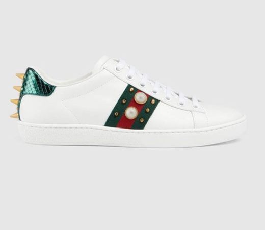 Women's Ace Sneaker White Leather With Spikes & Studs | GUCCI ...