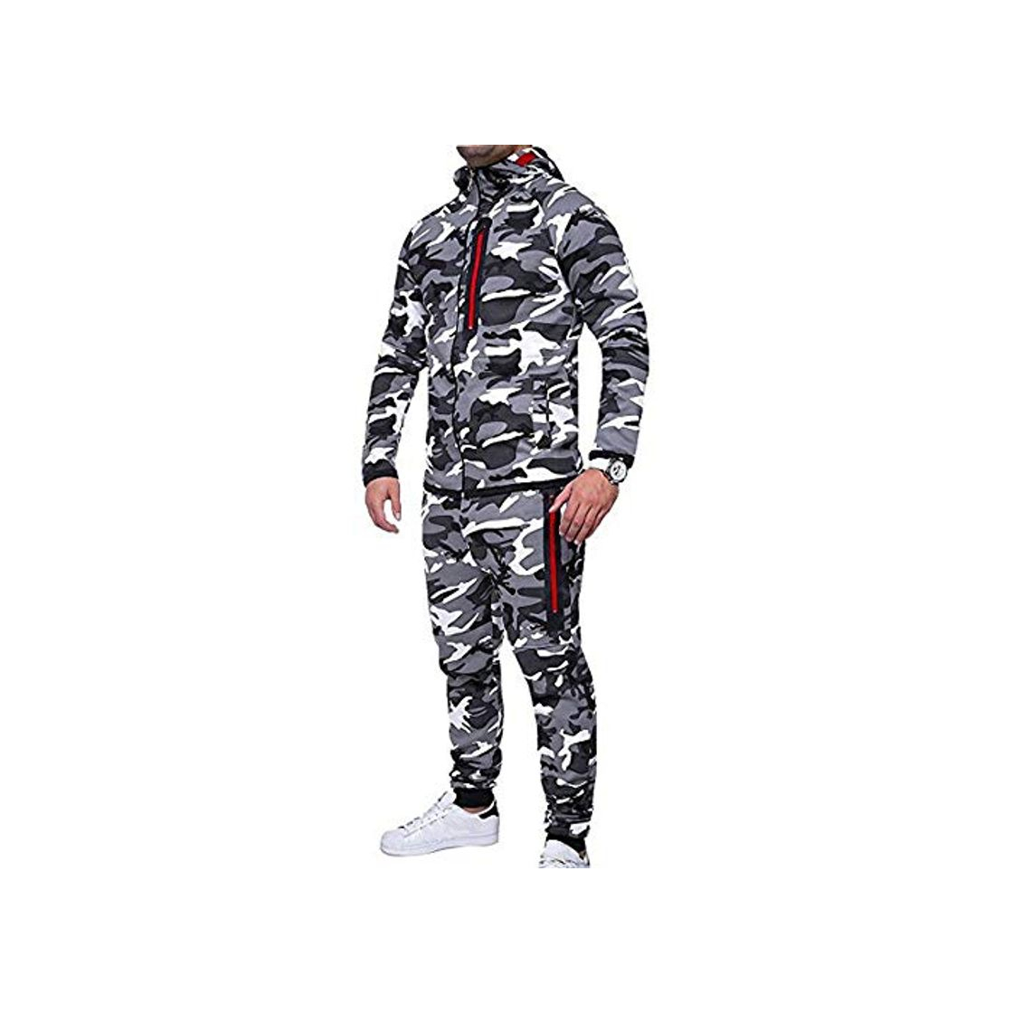 Social Overdose OtoñO Invierno De Manga Larga Camuflaje Gris Sudadera De Los Hombres Mejor Venta Pantalones Conjuntos De Deportes Traje Fresco CháNdal