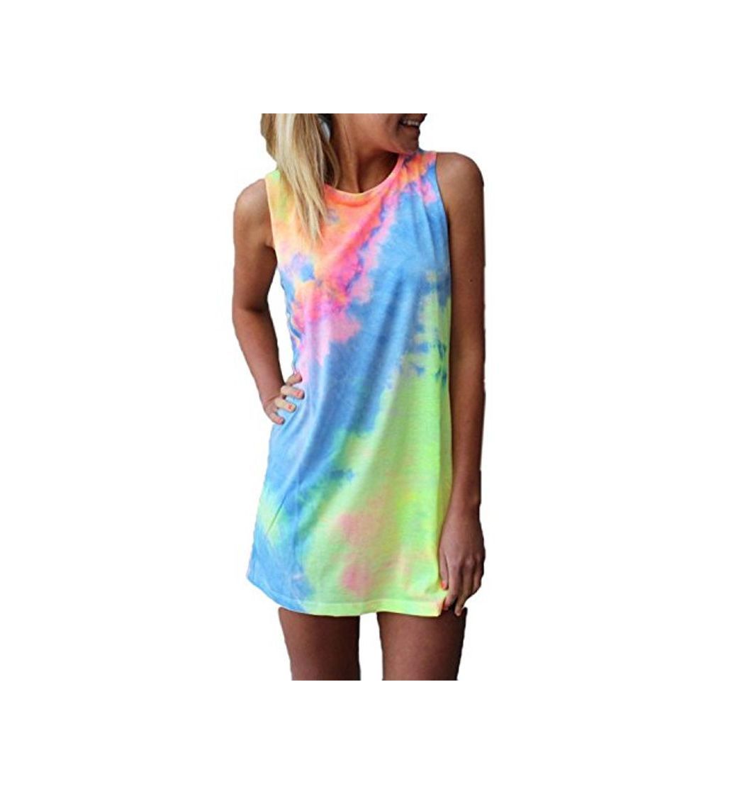 ZANZEA Chaleco sin Mangas de Verano para Mujer Mini Vestido Gradiente Slim