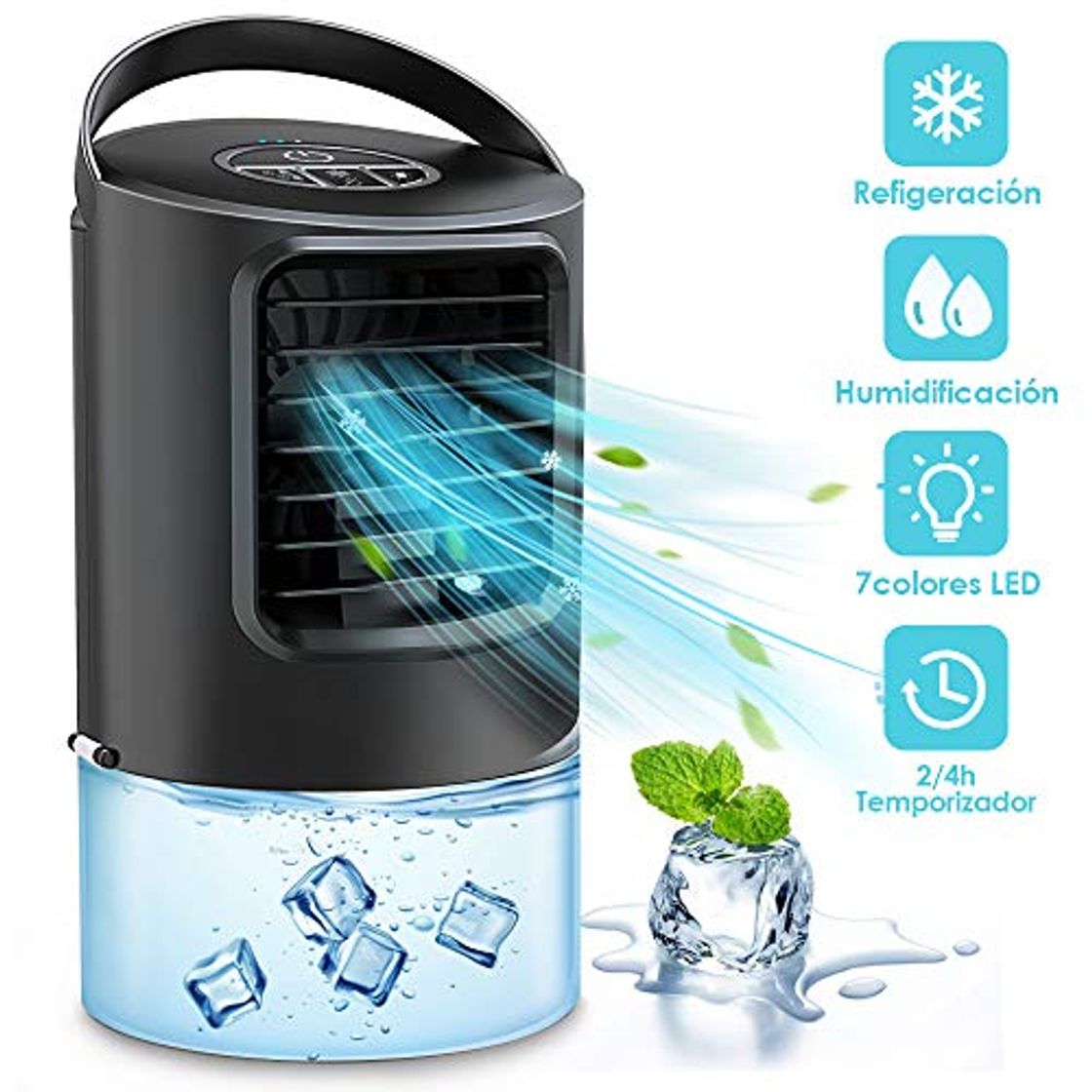 Social NAIXUES Aire Acondicionado Portátil, 4 en 1 Enfriador de Aire Ventilador Humidificador,