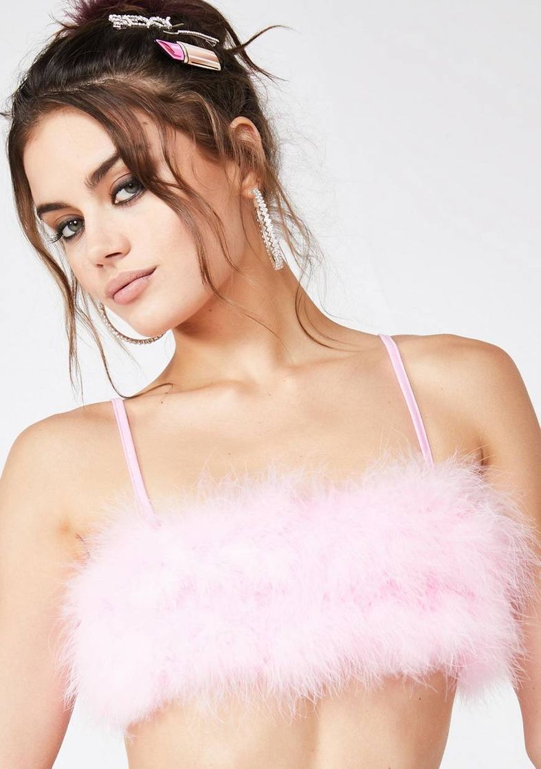 Social Sugar Thrillz Marabou Boob Tube Pink