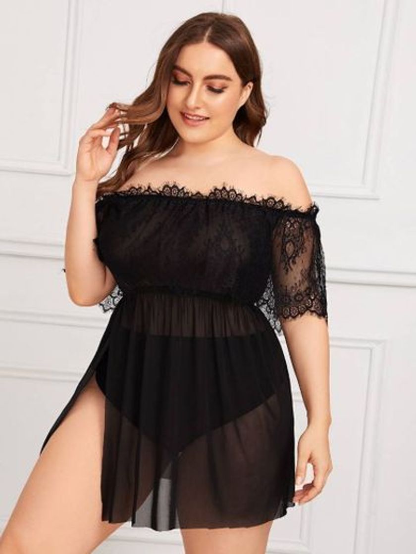 Social vestido de mesh con encaje😍🖤