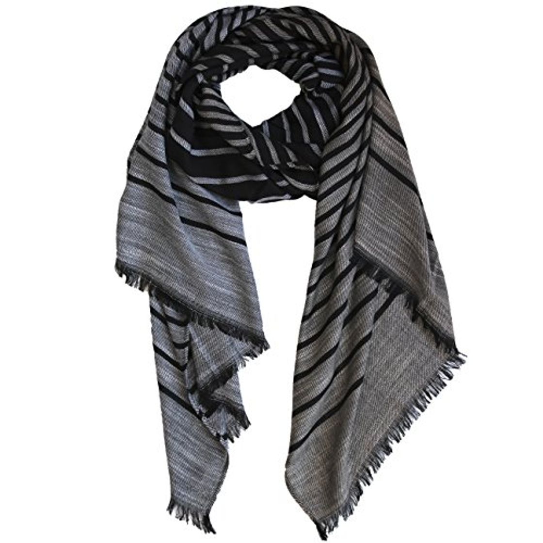 Social FERETI Bufanda Para Hombre Negro Gris Khaki Con Rayas Lineas Pañuelo Fular Echarpe Chalina