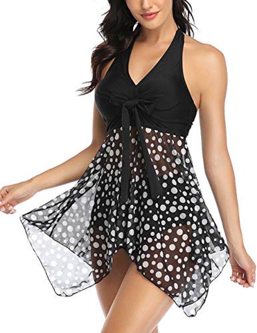 Social Donpapa Mujer Traje de Baño Tankinis Hálter Falda Push Up Bikini Conjunto