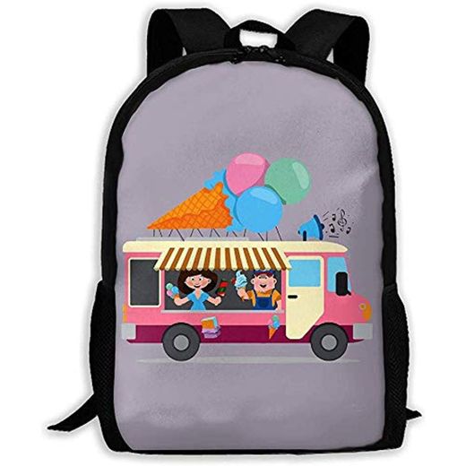 Fantasy Town Gelato Van Print Adult Backpack Laptop Fashion Leisure Backpa