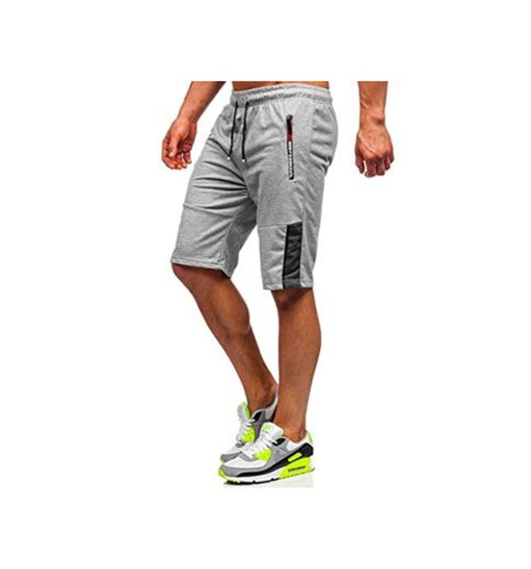 Fashion BOLF Hombre Pantalón Corto Pantalones Deportivos Shorts Pantalones de Algodón Estampado Básicos Estilo Diario Must JX353 Gris L [7G7]