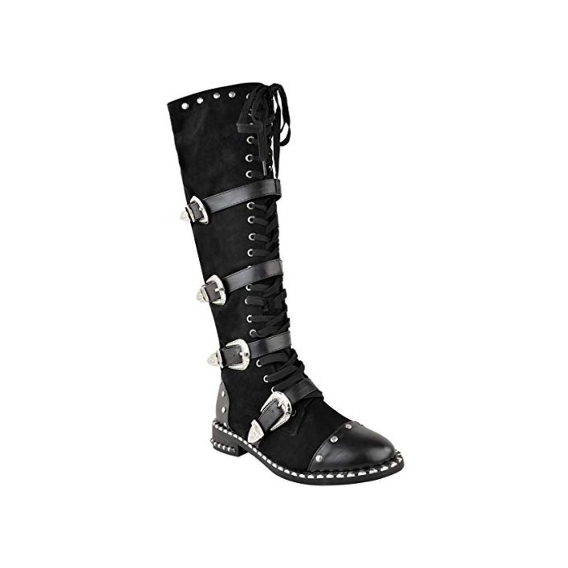 Moda Mujer Botas Mujer hasta la Rodilla con Tachuelas Punk Grunge Rock PINCHO