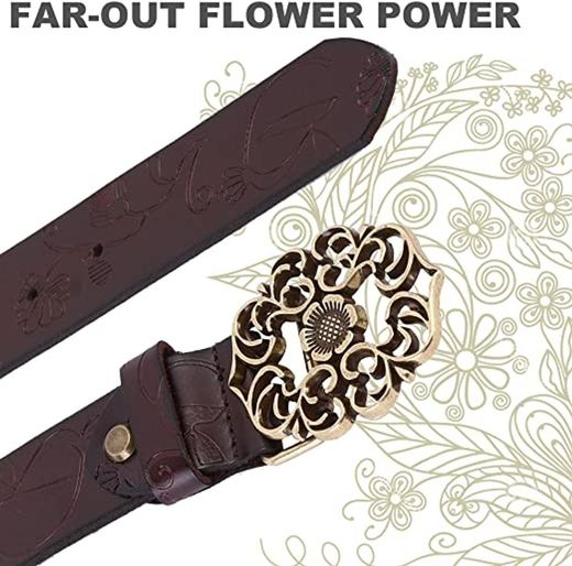Cinturón de cuero con hebilla de flor, de NormCorer