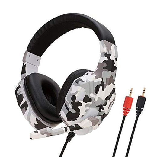 RJJX Home Ejército Verde Gaming Headset con micrófono con Cable Auriculares Fone