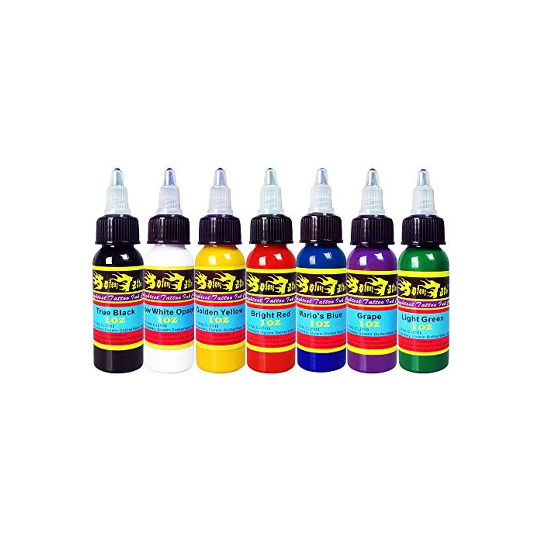 Social Solong Tattoo 7 Unidades Tinta de Tatuaje Pigmento Básicos Colores de Tatuaje