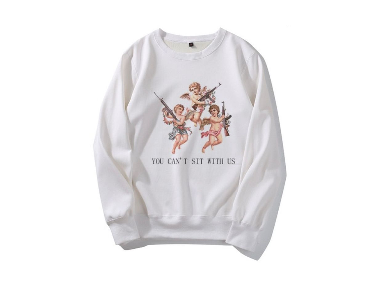 Moda New Women Fashion Angel Print Aesthetic Sweatshirt Vintage R