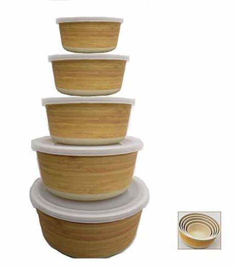 Tupper de Bambu ♻ 5 Tuppers de Fibra de Bambú Ecologicos -