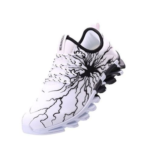 BRONAX Zapatos para Correr en Montaña y Asfalto Aire Libre y Deportes Zapatillas de Running Padel para Hombre Blanco Negro 39