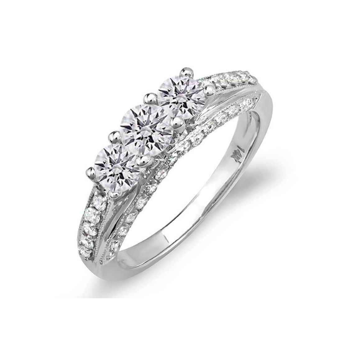 Social DazzlingRock - Anillo de compromiso de oro blanco de 14 quilates con
