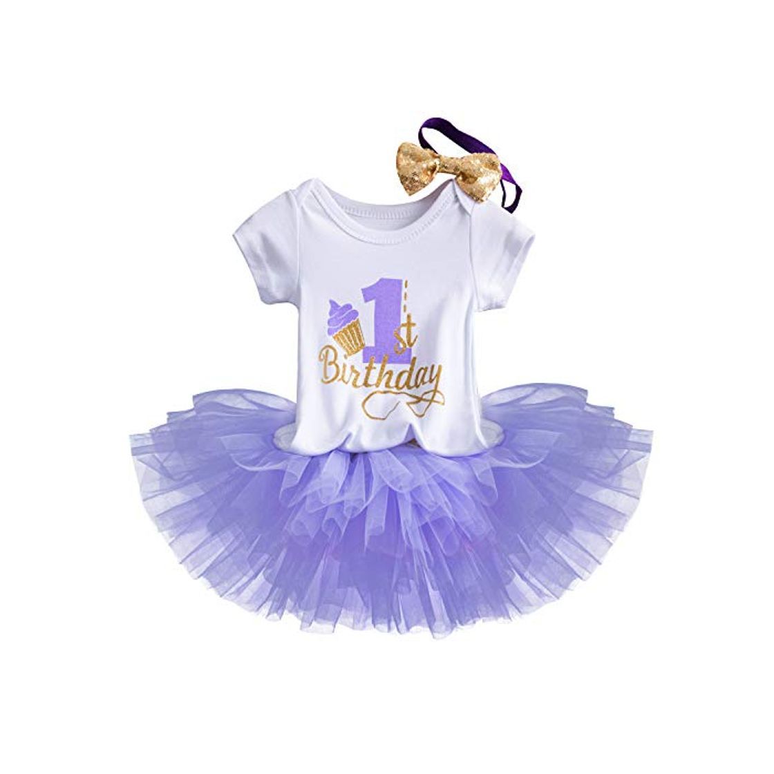 Social TTYAOVO Bebé Niña 1er cumpleaños 3pcs Conjuntos con Diadema de Unicornio y