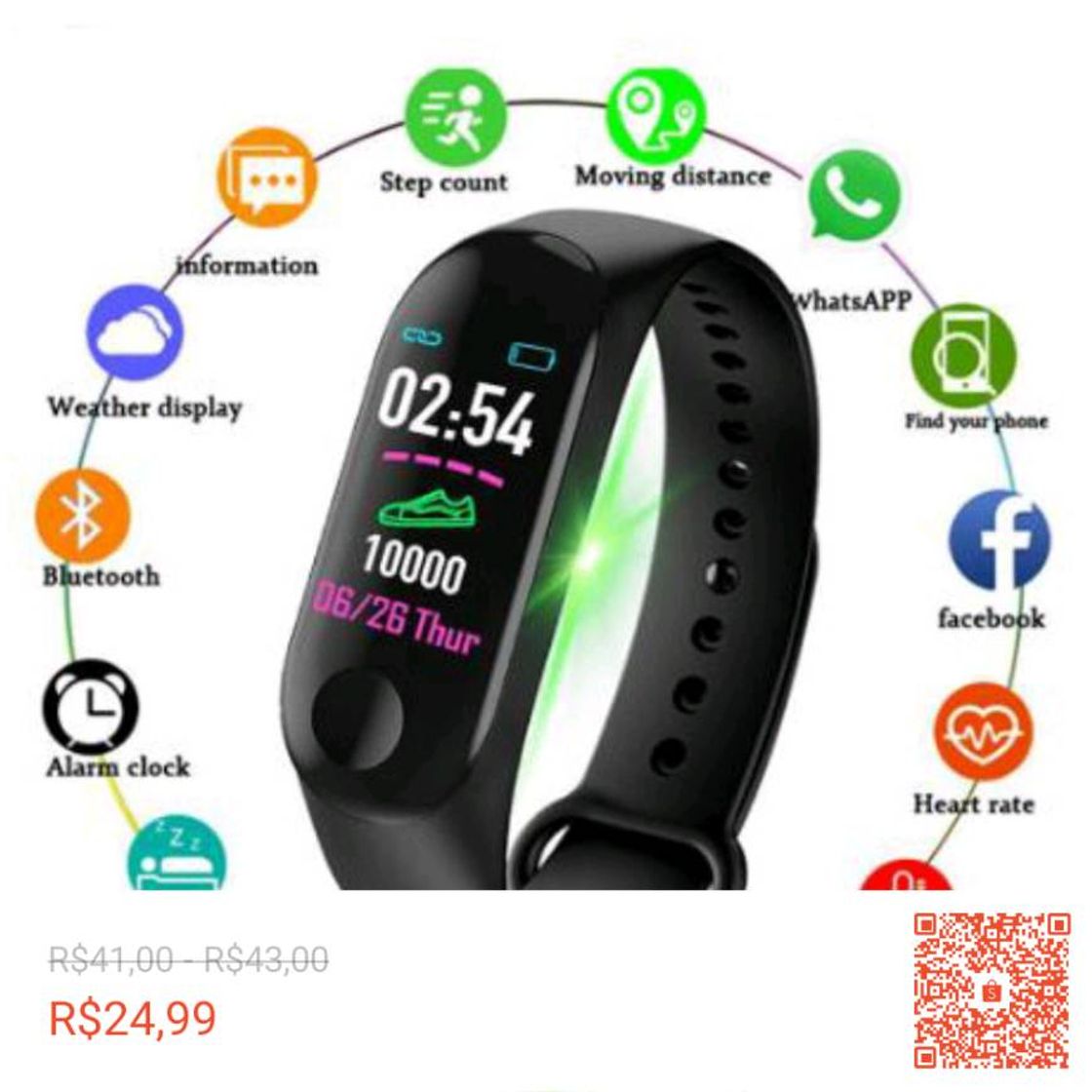 Social Confira Smart Band/Pulseira Inteligente M3 à Prova d’Água