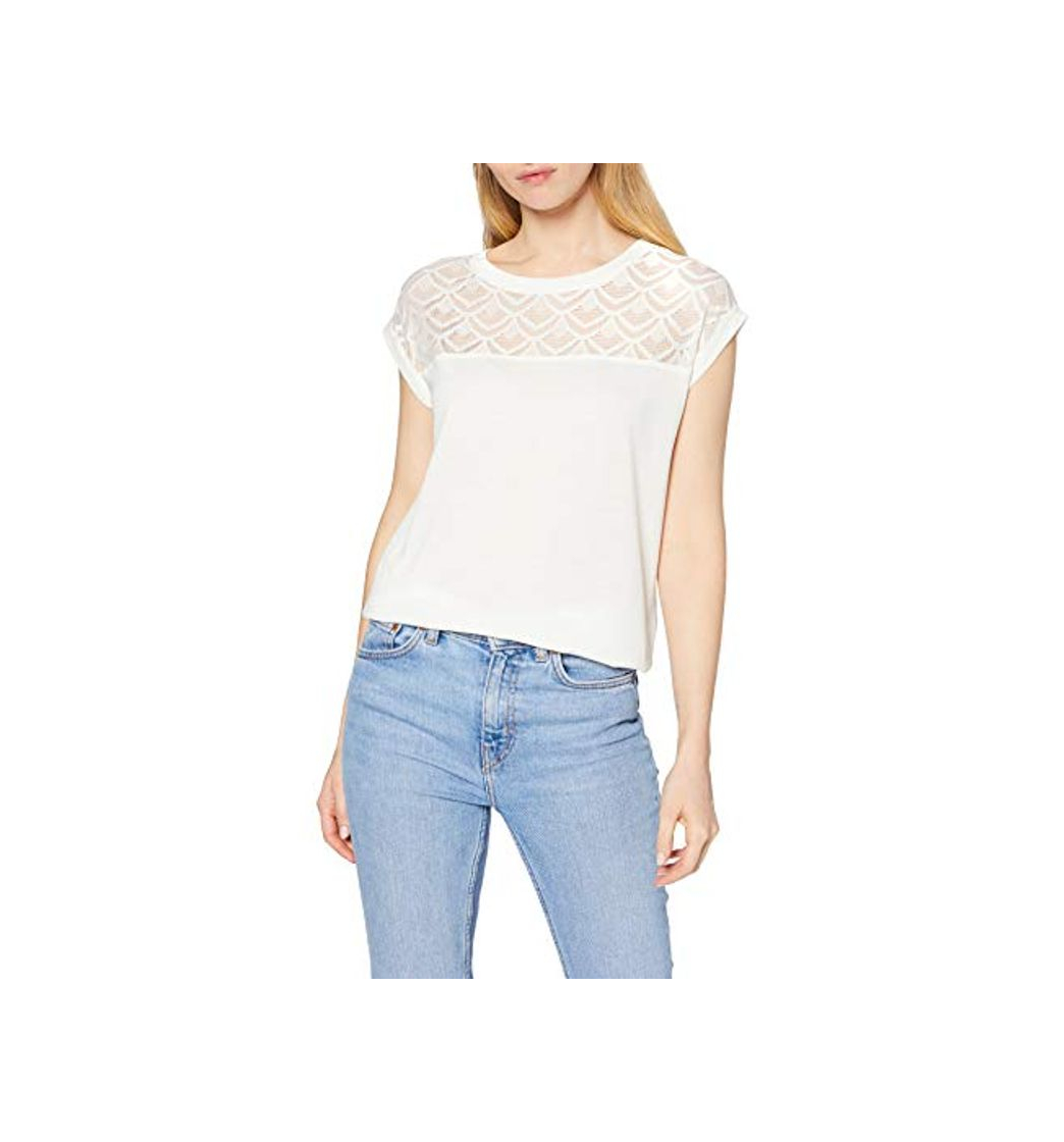 Social Only Onlnicole S/s Mix Top Noos Camiseta, Blanco